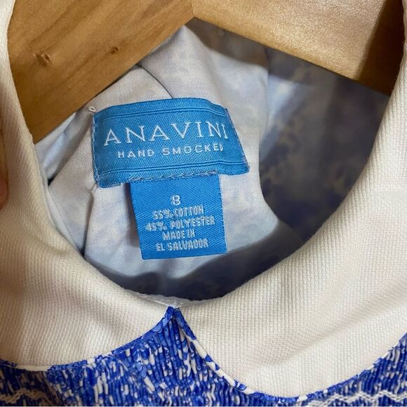Anavini Hand Smocked Blue Floral Dress - Picture 5 of 5